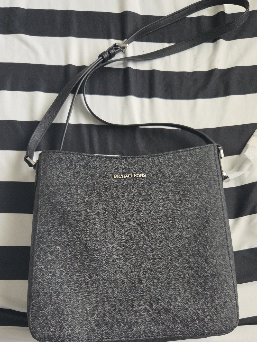 Michael Kors Black Logo-Print Messenger Crossbody